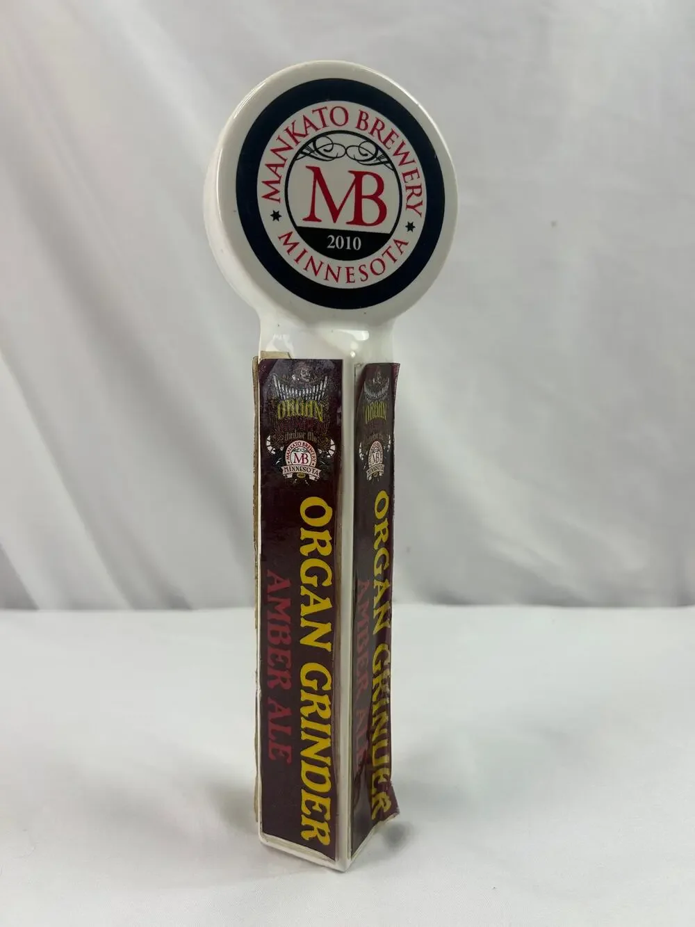 Mankato Brewery Organ Grinder Amber Ale Ceramic Beer Tap Handle Minnesota